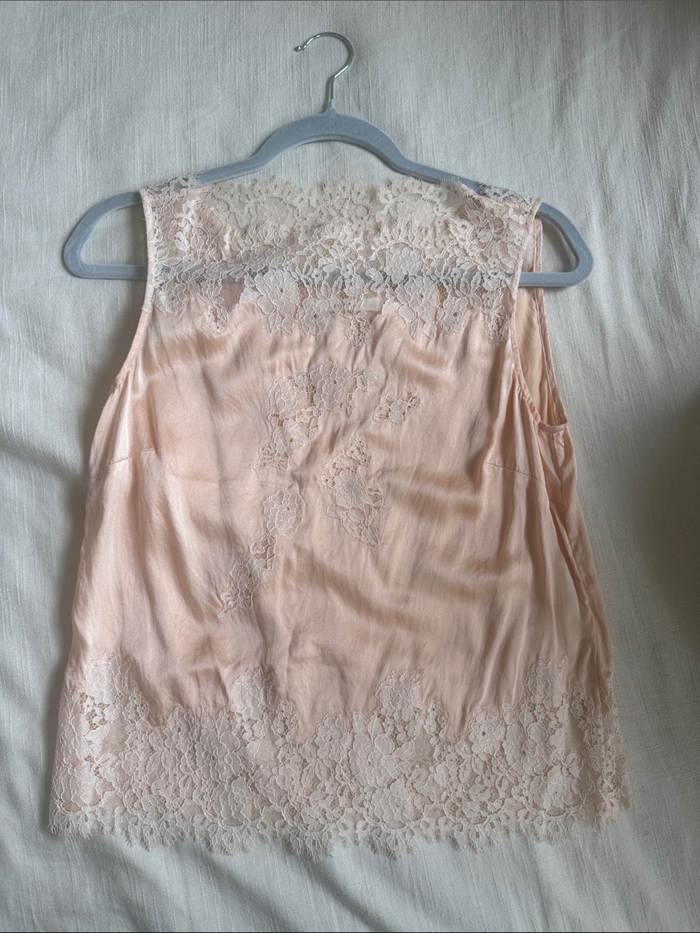 Doen Blush Pink Lace Silk-Blend Sleeveless Top